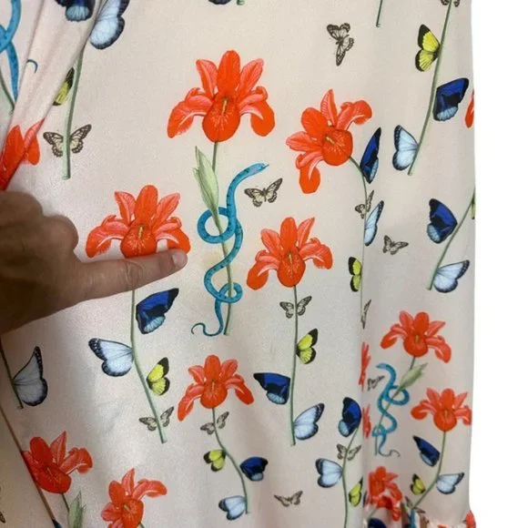 BORGO DE NOR Women's Pink Butterfly Print Ruffle Maxi Dress Size 12 - Picture 15 of 15